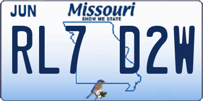 MO license plate RL7D2W