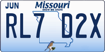 MO license plate RL7D2X