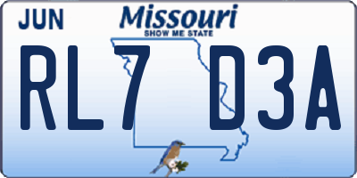 MO license plate RL7D3A