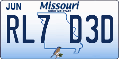 MO license plate RL7D3D