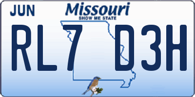 MO license plate RL7D3H