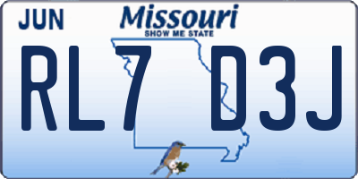 MO license plate RL7D3J