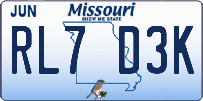 MO license plate RL7D3K