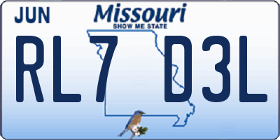 MO license plate RL7D3L