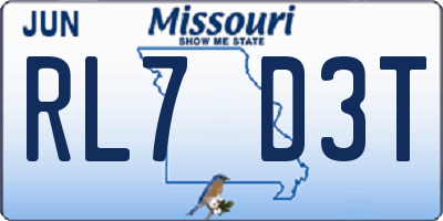 MO license plate RL7D3T