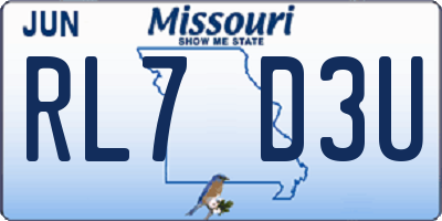 MO license plate RL7D3U