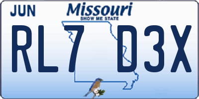 MO license plate RL7D3X