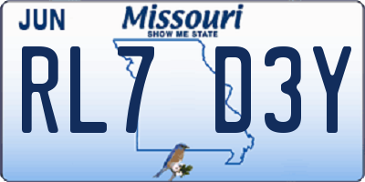 MO license plate RL7D3Y
