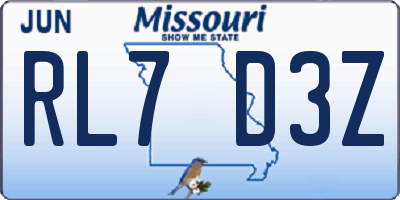 MO license plate RL7D3Z