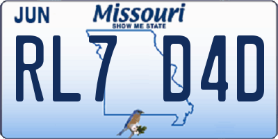MO license plate RL7D4D