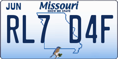 MO license plate RL7D4F