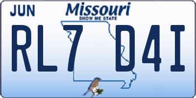 MO license plate RL7D4I