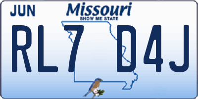 MO license plate RL7D4J