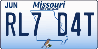 MO license plate RL7D4T