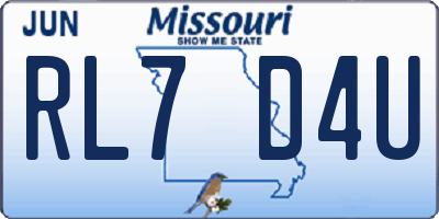 MO license plate RL7D4U