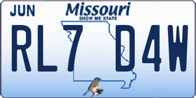 MO license plate RL7D4W