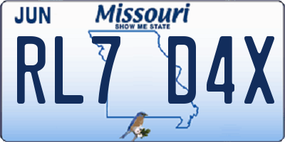 MO license plate RL7D4X