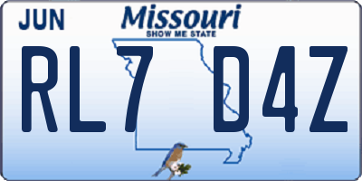 MO license plate RL7D4Z
