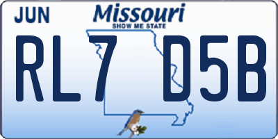 MO license plate RL7D5B