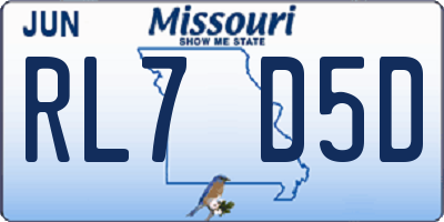 MO license plate RL7D5D