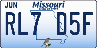 MO license plate RL7D5F