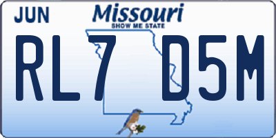 MO license plate RL7D5M