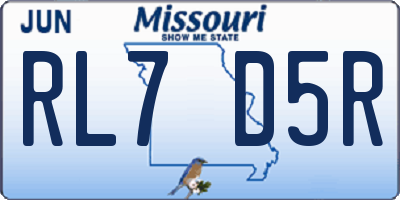 MO license plate RL7D5R