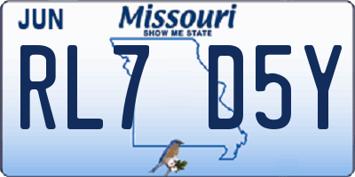 MO license plate RL7D5Y