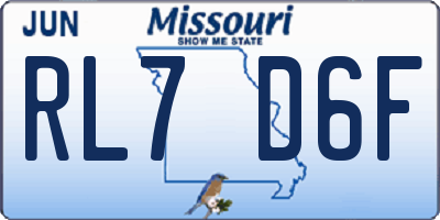 MO license plate RL7D6F