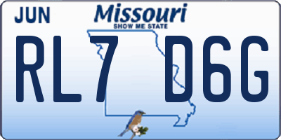 MO license plate RL7D6G