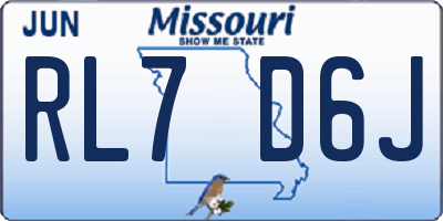 MO license plate RL7D6J