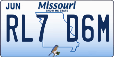 MO license plate RL7D6M