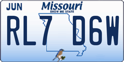 MO license plate RL7D6W