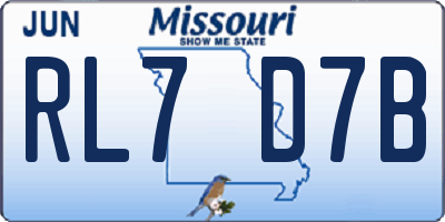 MO license plate RL7D7B