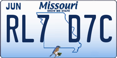 MO license plate RL7D7C