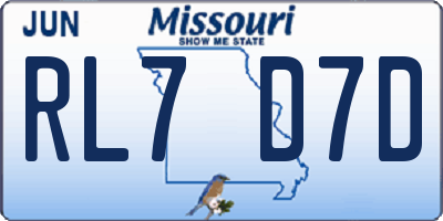 MO license plate RL7D7D