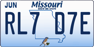 MO license plate RL7D7E