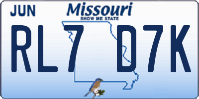 MO license plate RL7D7K