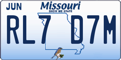 MO license plate RL7D7M