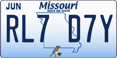 MO license plate RL7D7Y