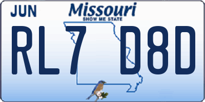 MO license plate RL7D8D