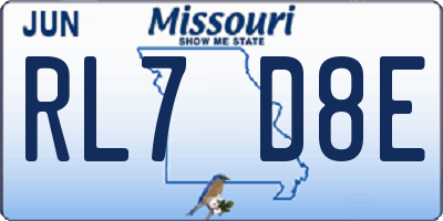 MO license plate RL7D8E