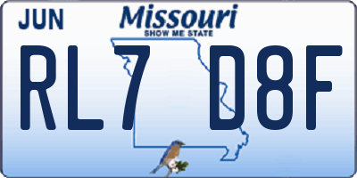 MO license plate RL7D8F