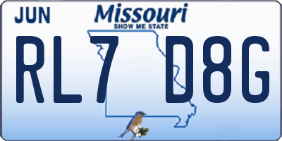 MO license plate RL7D8G