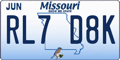 MO license plate RL7D8K