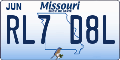 MO license plate RL7D8L