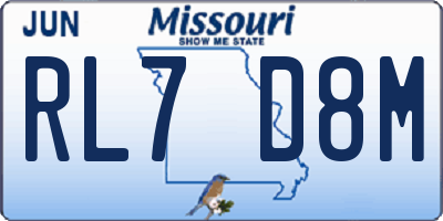 MO license plate RL7D8M