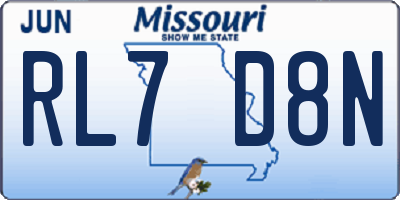 MO license plate RL7D8N