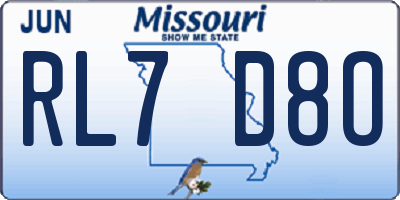 MO license plate RL7D8O