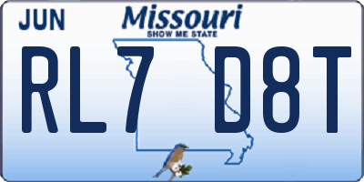 MO license plate RL7D8T